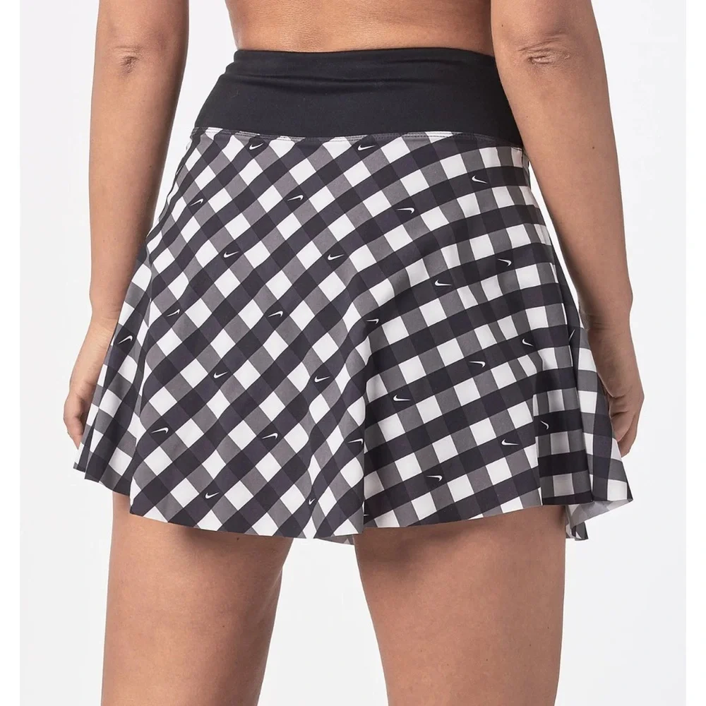 Nike Dri-FIT sz XS black & White logo check print Club Performance Tennis skort